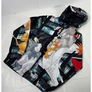 Tom & Jerry Members Only Hooded Insulated Jacket Men's Large All Over Print